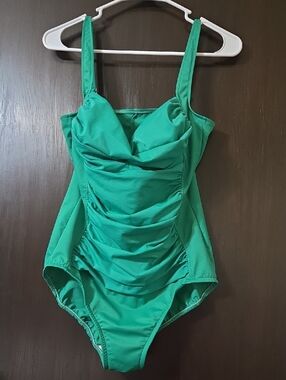 Trim shaper ladies green bathing suit size 12